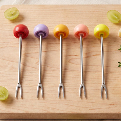 Cartoon Dinosaur Fruit Fork Set With Storage Case Stand For Kids (1 Set)