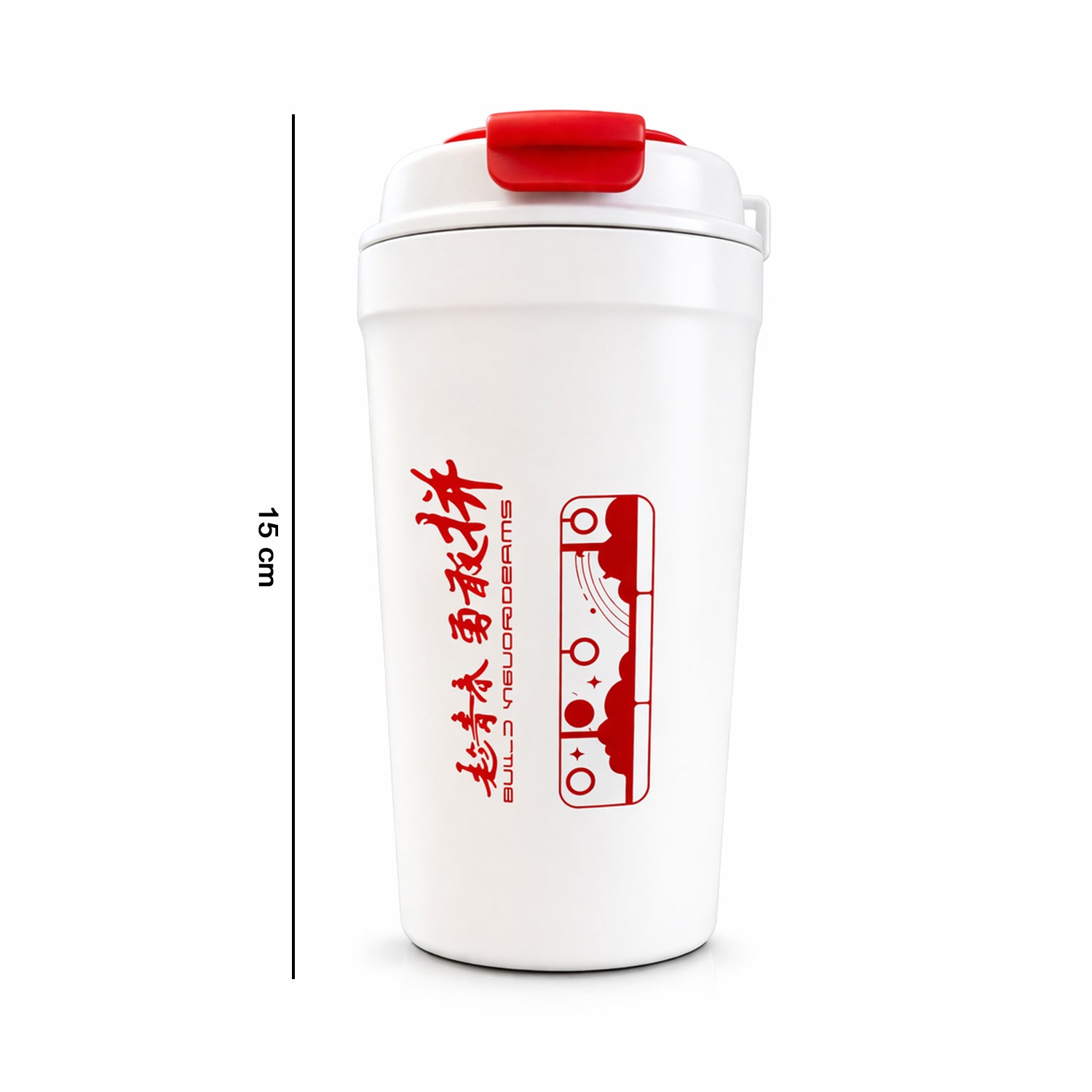 Wukusy vacuum insulated travel mug with lid, 500ml capacity, showing a sleek stainless steel tumbler on a neutral background.