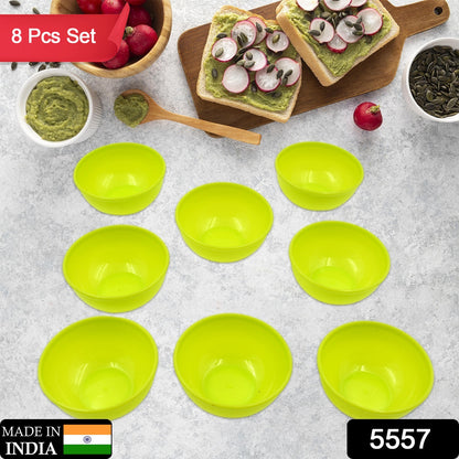 Set of 8 Wukusy small round plastic bowls, microwave safe, reusable, lightweight, dishwasher safe chutney bowls for home and kitchen use.