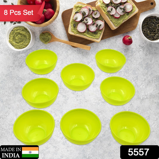 Set of 8 Wukusy small round plastic bowls, microwave safe, reusable, lightweight, dishwasher safe chutney bowls for home and kitchen use.