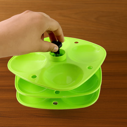 Wukusy 3-layer Idli stand used in household kitchens for holding and serving idlis, with stacked aluminum compartments.