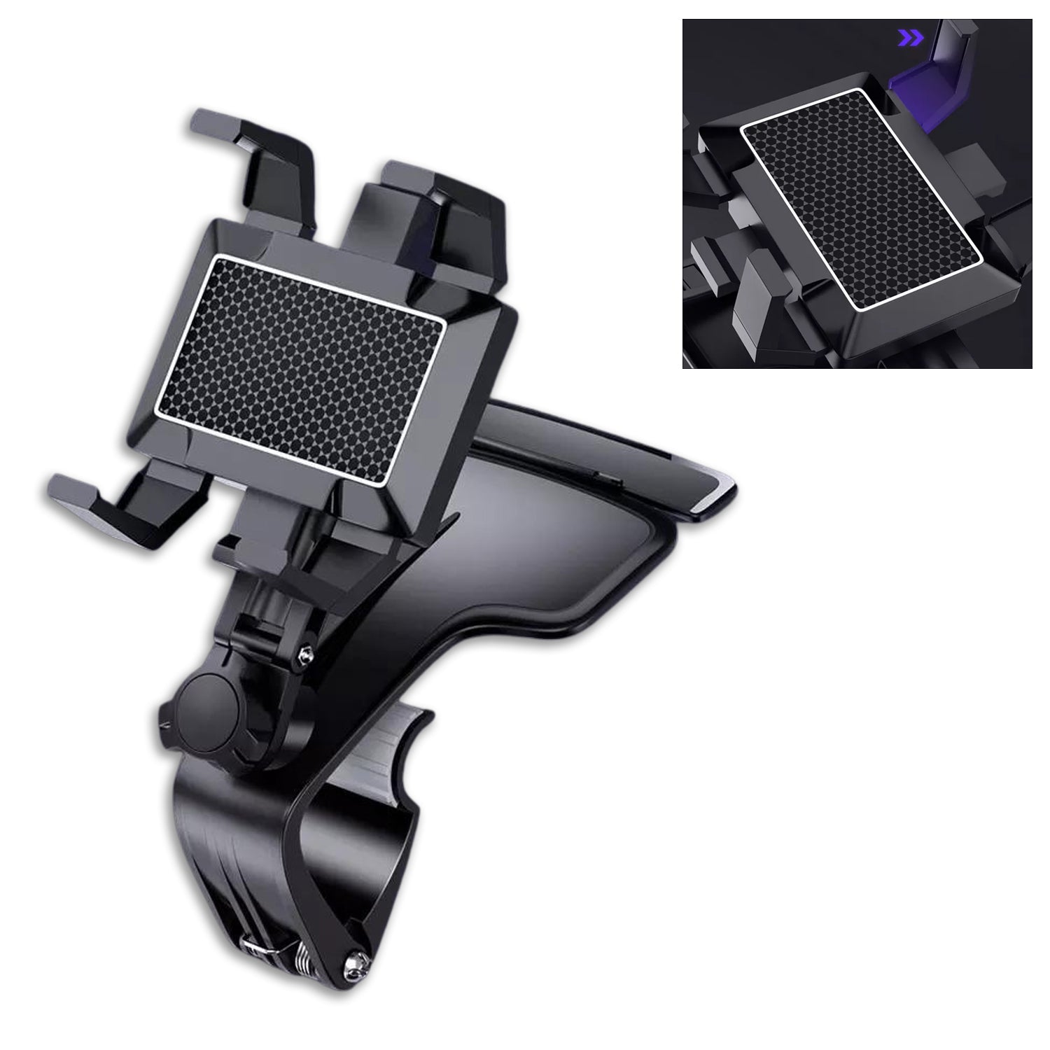 Wukusy 6281 car mobile phone holder mount with 360-degree rotation, stable one-hand operation, compatible with car dashboards.