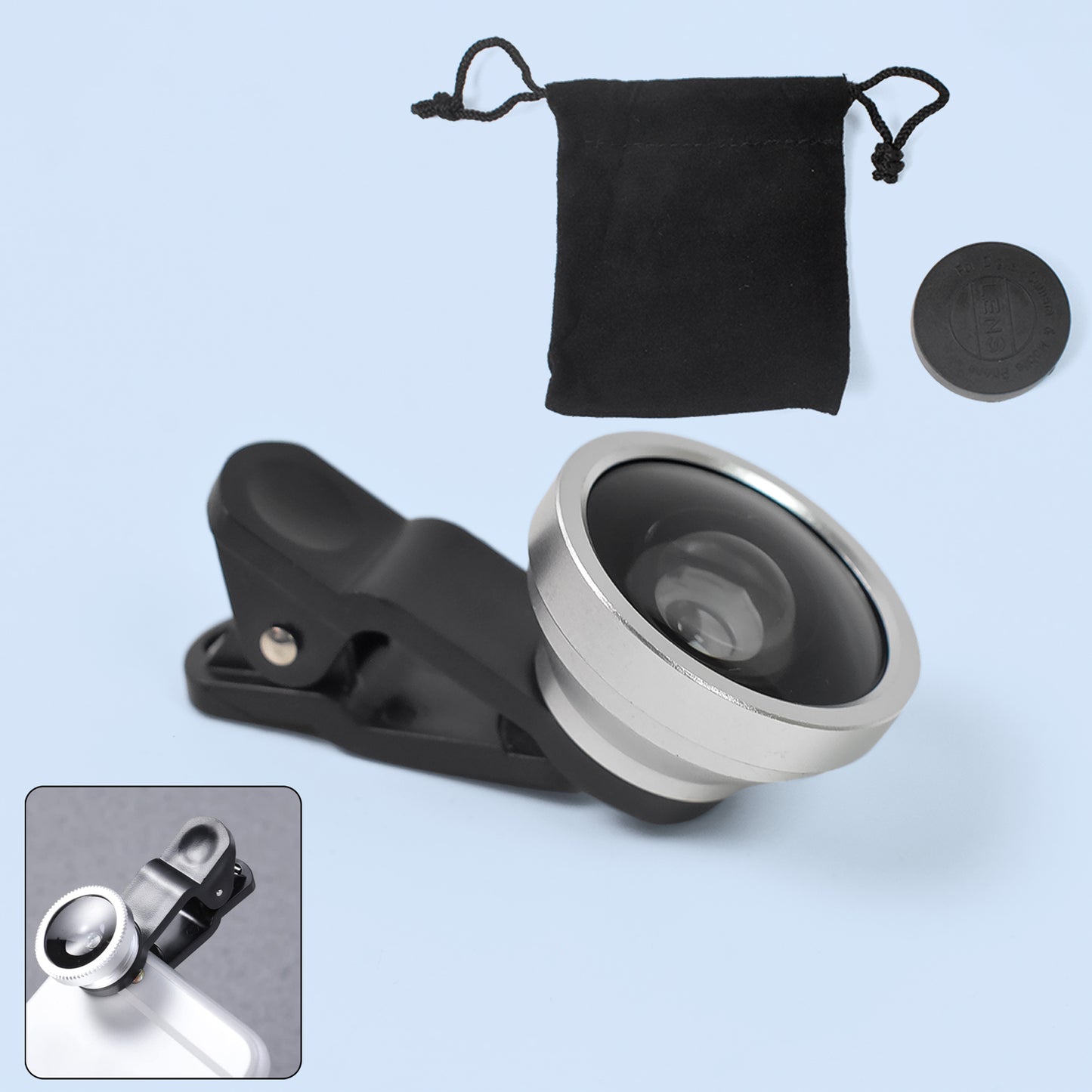 Wukusy 6553 external camera lens for smartphones, universal ultra wide-angle lens with beauty function, suitable for Android devices.