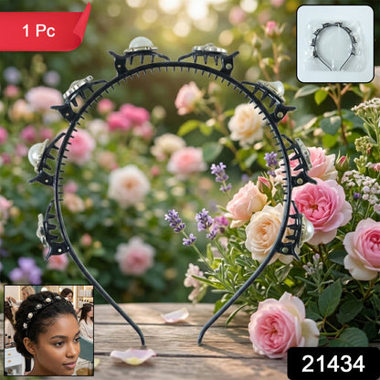 Elegant Wukusy pearl design hair headband with stylish decorative pearls, perfect for adding a sophisticated touch to hairstyles.
