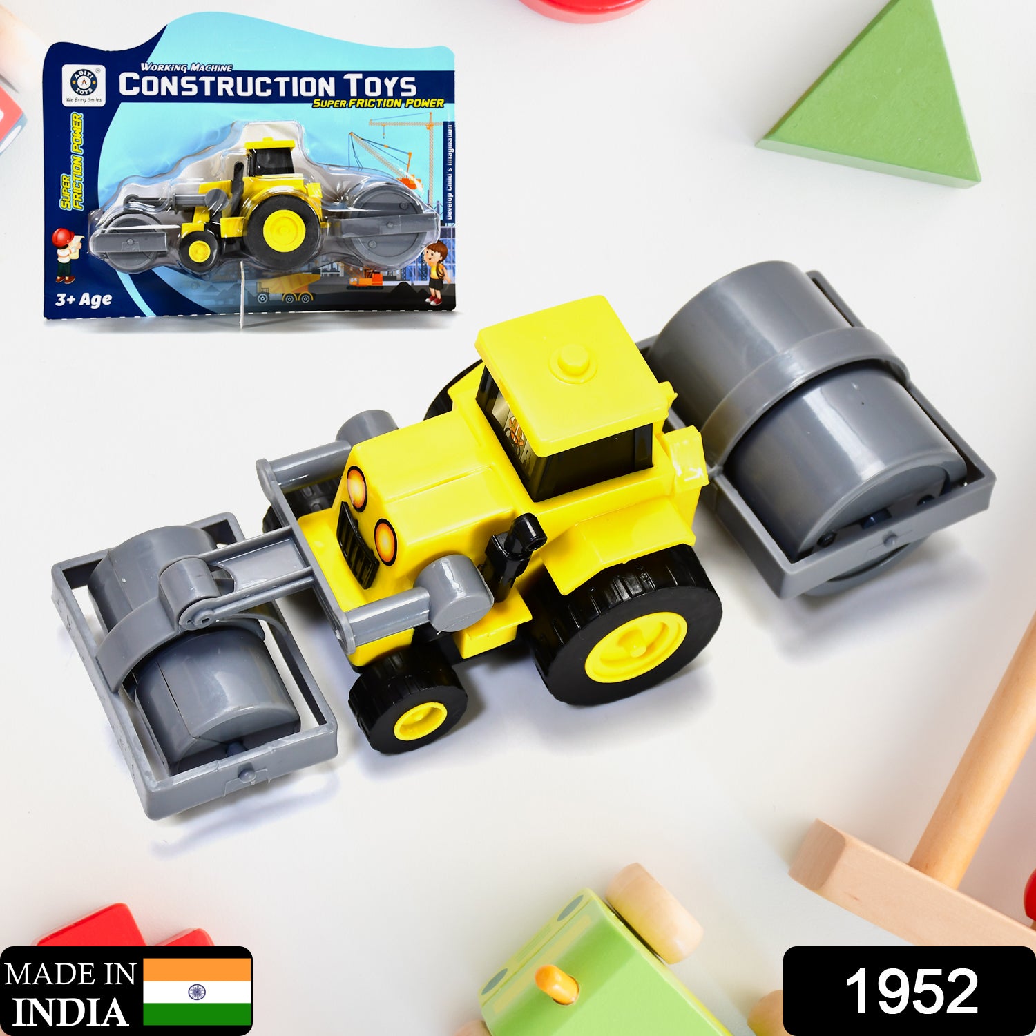 Wukusy 1952 Mini Friction Power Construction Excavator Loader toy for kids, featuring realistic details and durable plastic construction.