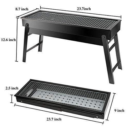 Wukusy folding portable barbecue grill set for outdoor and home use, featuring compact design and stainless steel cooking surfaces.
