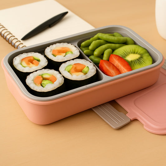 Wukusy Miracle Quick Lock stainless steel lunch box with two compartments, leak-proof, microwave safe, and thermal insulation for daily use