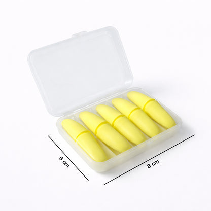 Set of five soft foam noise reduction ear plugs from Wukusy, designed for comfortable hearing protection.