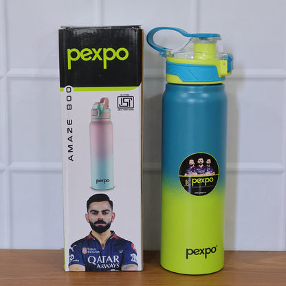 Wukusy Pexpo Amaze hot and cold stainless steel water bottle, 800ml, with a sleek design and insulated body for beverages.