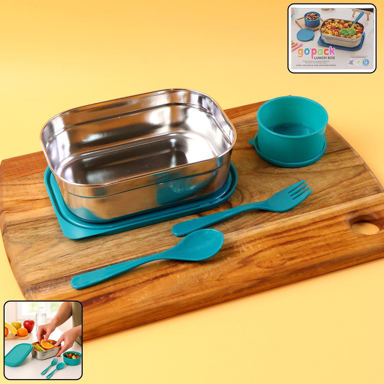 Stainless steel lunch box set by Wukusy featuring multiple containers with secure lids for meal storage and portability.