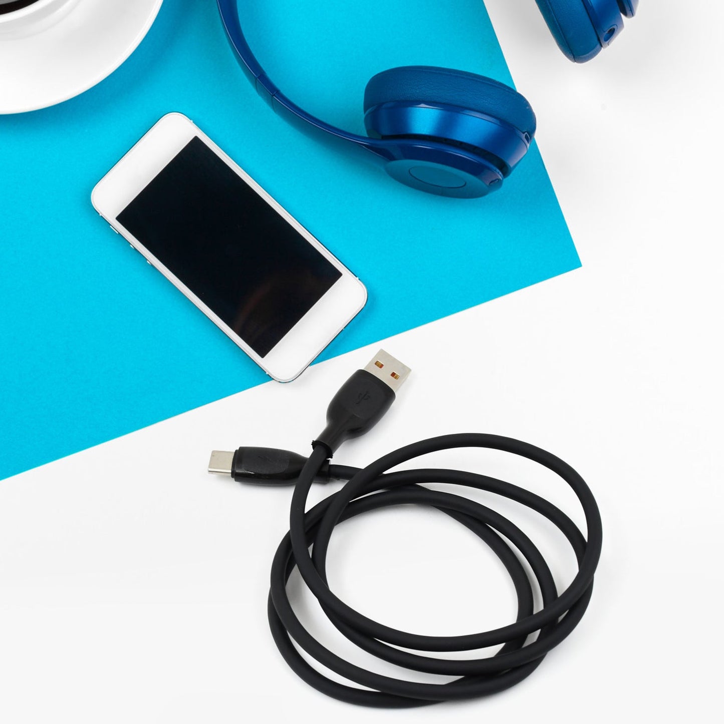 Wukusy Type C data and fast charging cable, 1 meter length, with USB Type C connector for mobile devices.