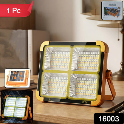 Wukusy high power solar LED flood light with 12000mAh battery, outdoor lighting fixture with adjustable angle and durable design.