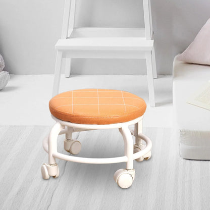 Wukusy low-height roller seat stool with four wheels, compact and portable for garage, home, or library use.