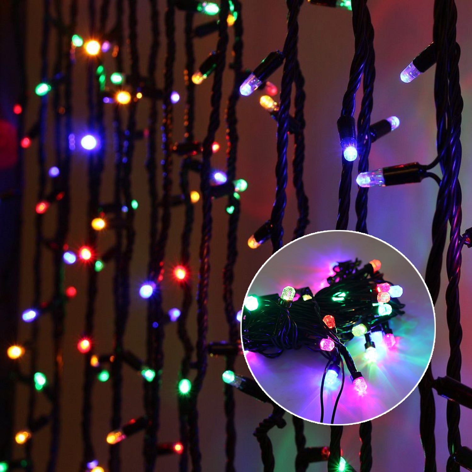 Wukusy LED decorative string fairy lights, 8 meters long, ideal for home decor with warm glowing bulbs on a flexible wire.