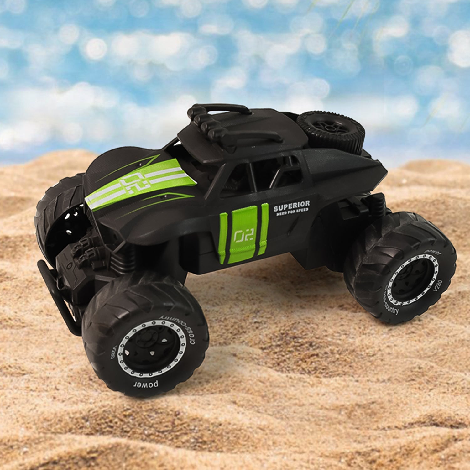Wukusy Electroplay remote control monster truck toy set with a colorful monster truck and remote control, ideal for kids' playtime.