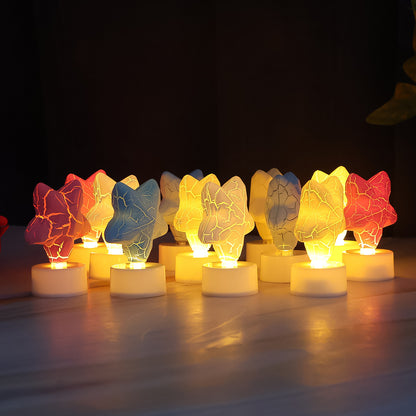 Set of 12 Wukusy star-shaped decorative LED tealight candles for home decor, featuring glowing star designs in a warm light.