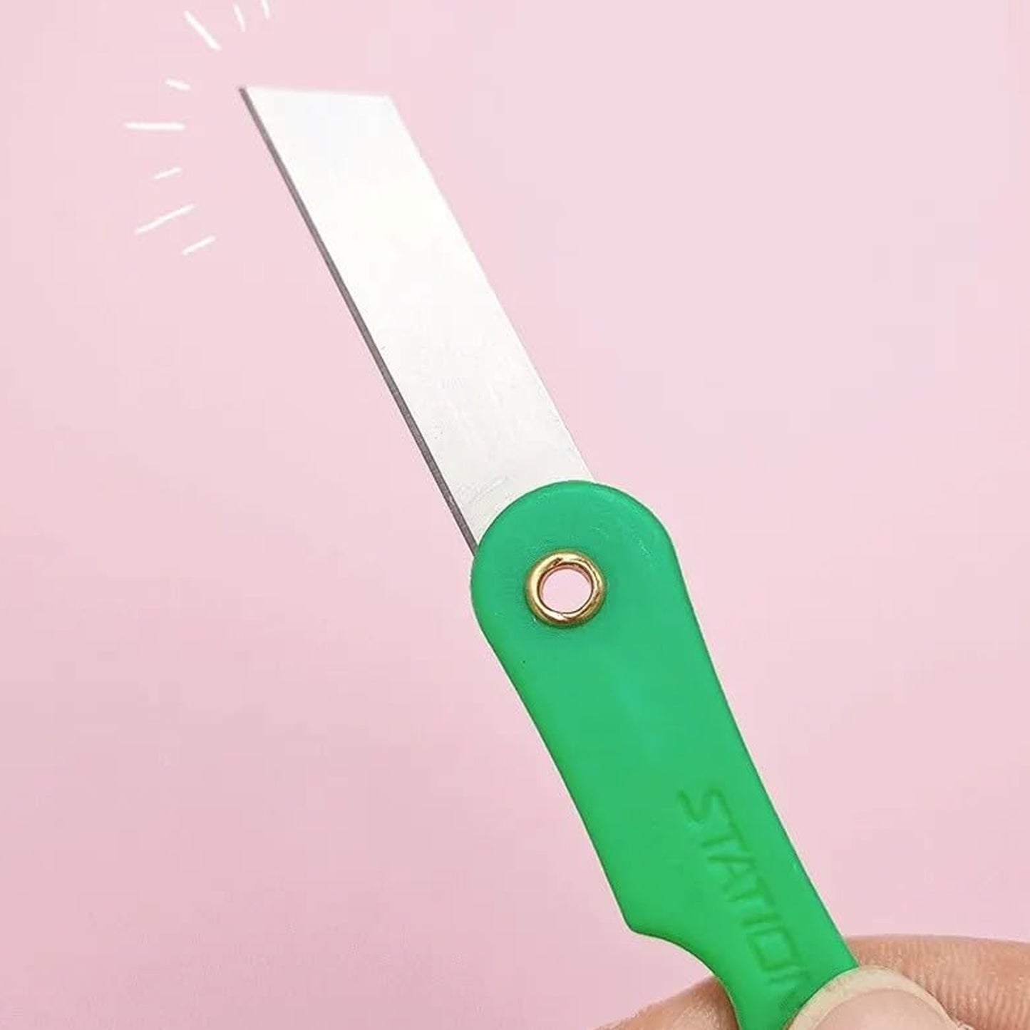 Set of 12 Wukusy multicolour mini paper cutter knives with pencil-style handles, ideal for office crafts and paper trimming.
