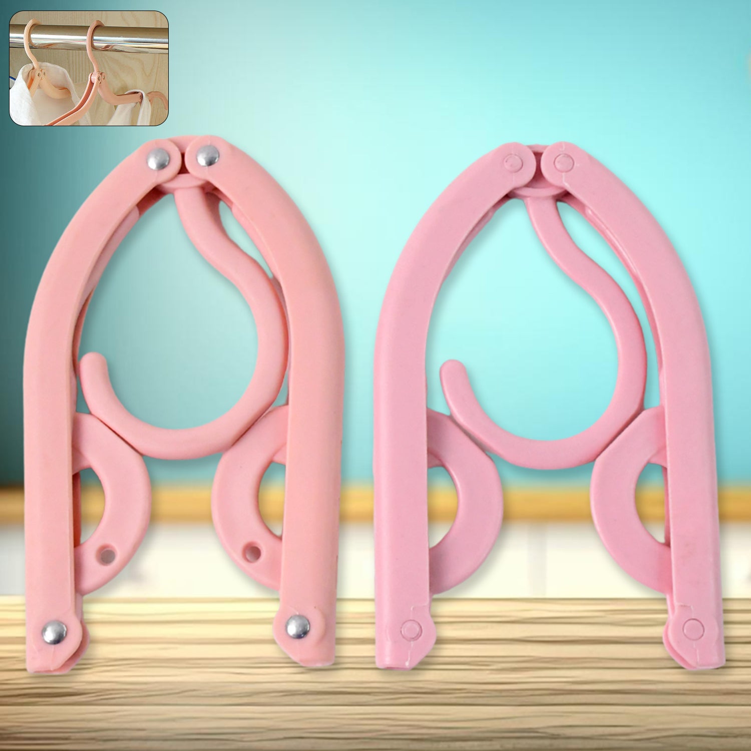 Wukusy portable folding clothes hanger, compact travel hanger with one piece, ideal for travel and storage.