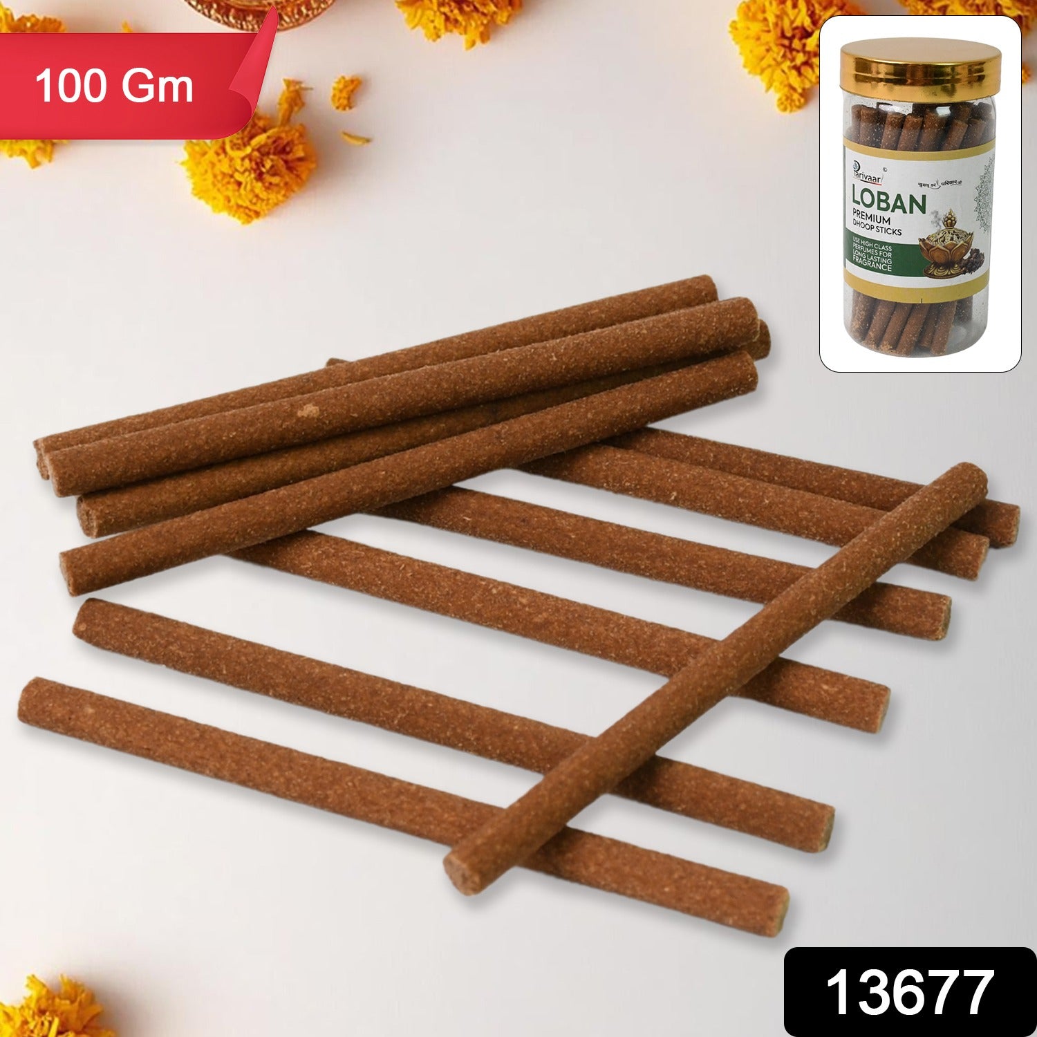Wukusy Loban Dhoop sticks for home, office, meditation, and religious ceremonies, shown in 100g package with traditional incense sticks.