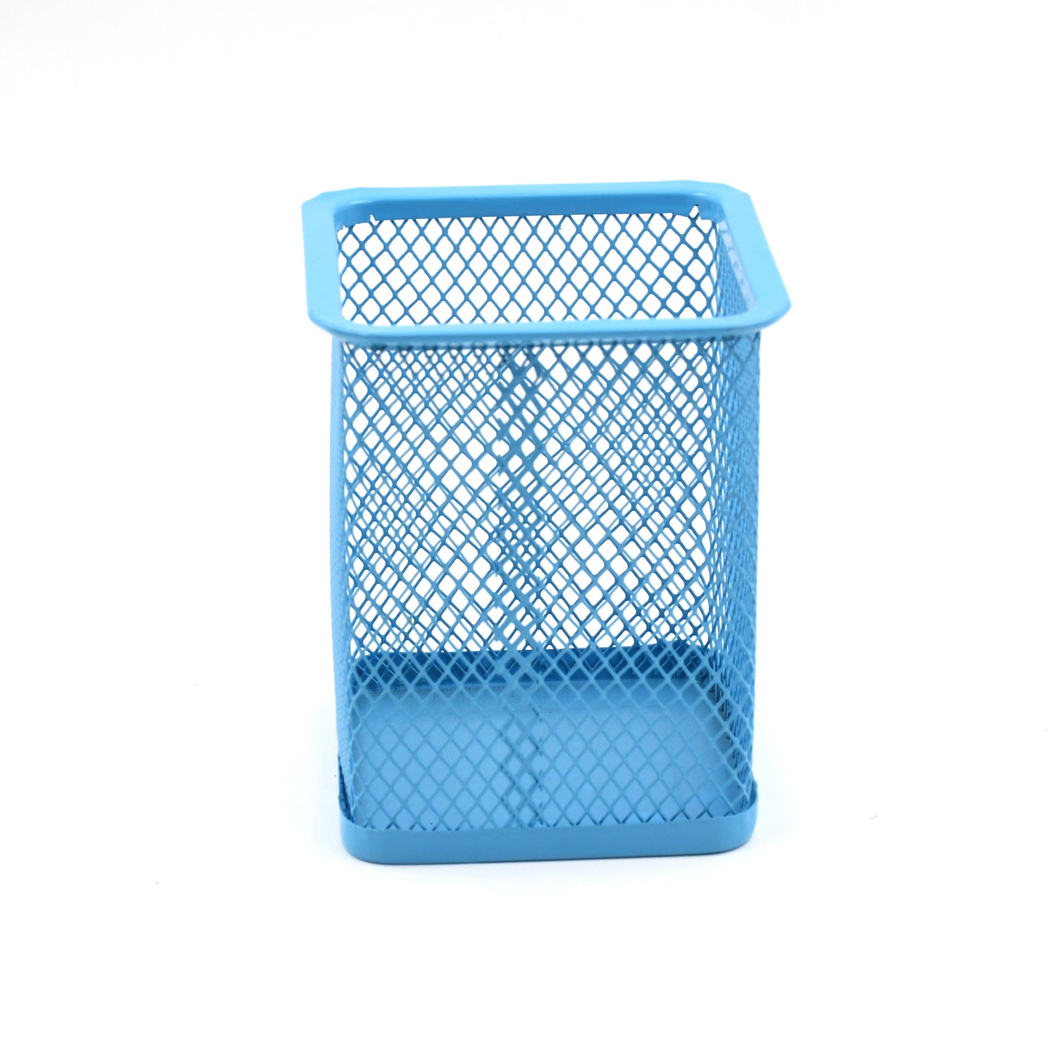Wukusy metal mesh desk pen holder for office, compact pencil organizer with a modern mesh design, ideal for workspace organization.