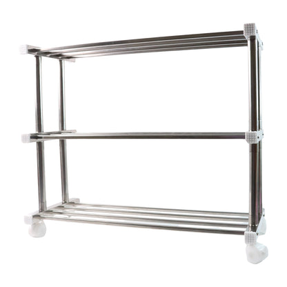 Wukusy Supermom stainless steel multipurpose shoe storage rack with multiple shelves for organized home shoe storage.