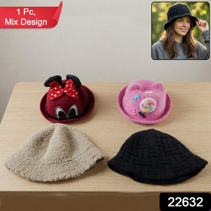 Wukusy bucket style cap for men, women, and kids, shown in a versatile design suitable for winter and summer wear.