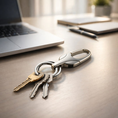 Wukusy stylish metal key holder with secure lock clip, featuring a sleek design and durable construction for key organization