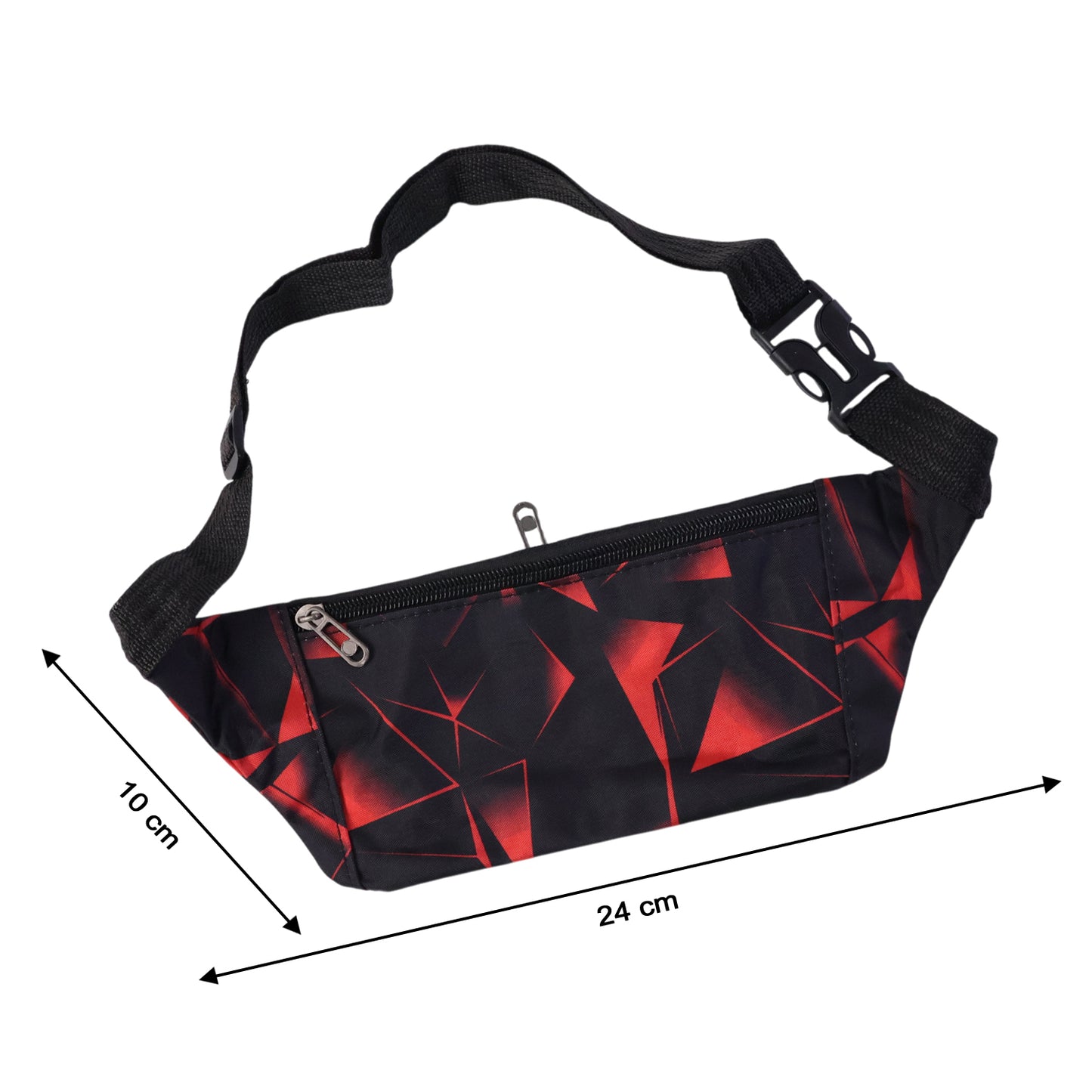 Wukusy adjustable sports waist pouch with zipper pocket, black nylon belt for running or outdoor activities