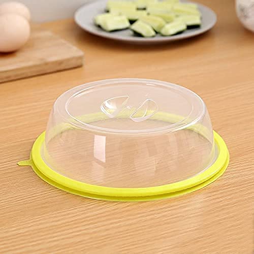 Wukusy microwave oven dish cover with air-tight lid, splatter guard, dishwasher safe, used to cover food on kitchen plates.