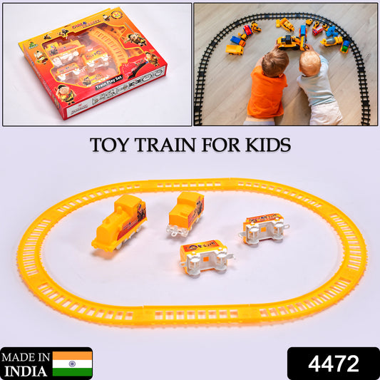 Wukusy kids toy train set with high-speed battery-operated train, light, sound, and large play train for children.