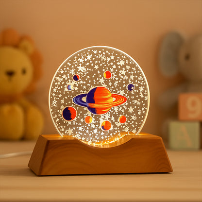 Wukusy 3D creative visualization LED night lamp for home decor, featuring a unique artistic design in a close-up image.