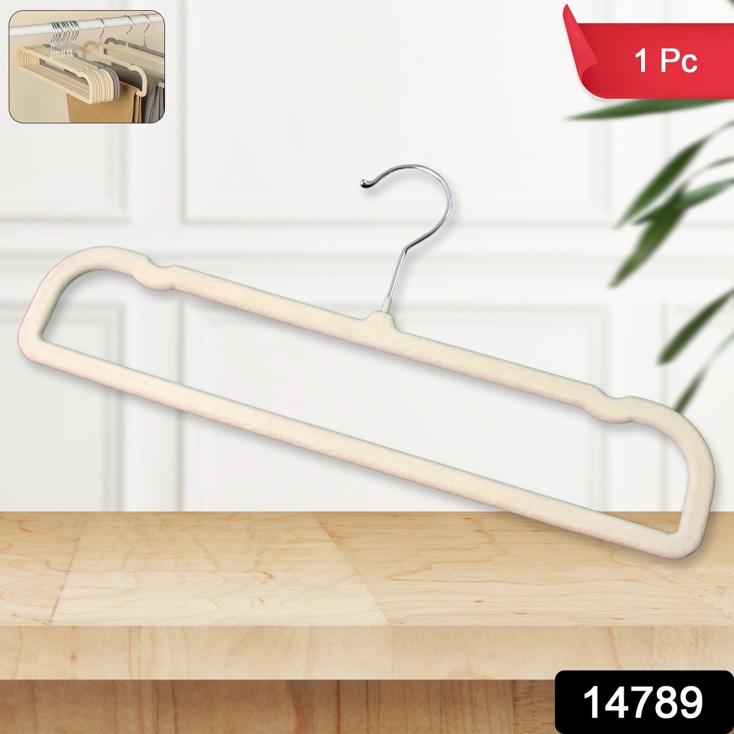 Wukusy premium velvet non-slip cloth hanger with metal hook, designed for clothing organization and wrinkle prevention.