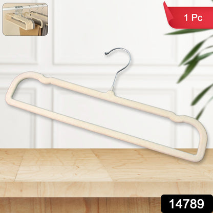 Wukusy premium velvet non-slip cloth hanger with metal hook, designed for clothing organization and wrinkle prevention.