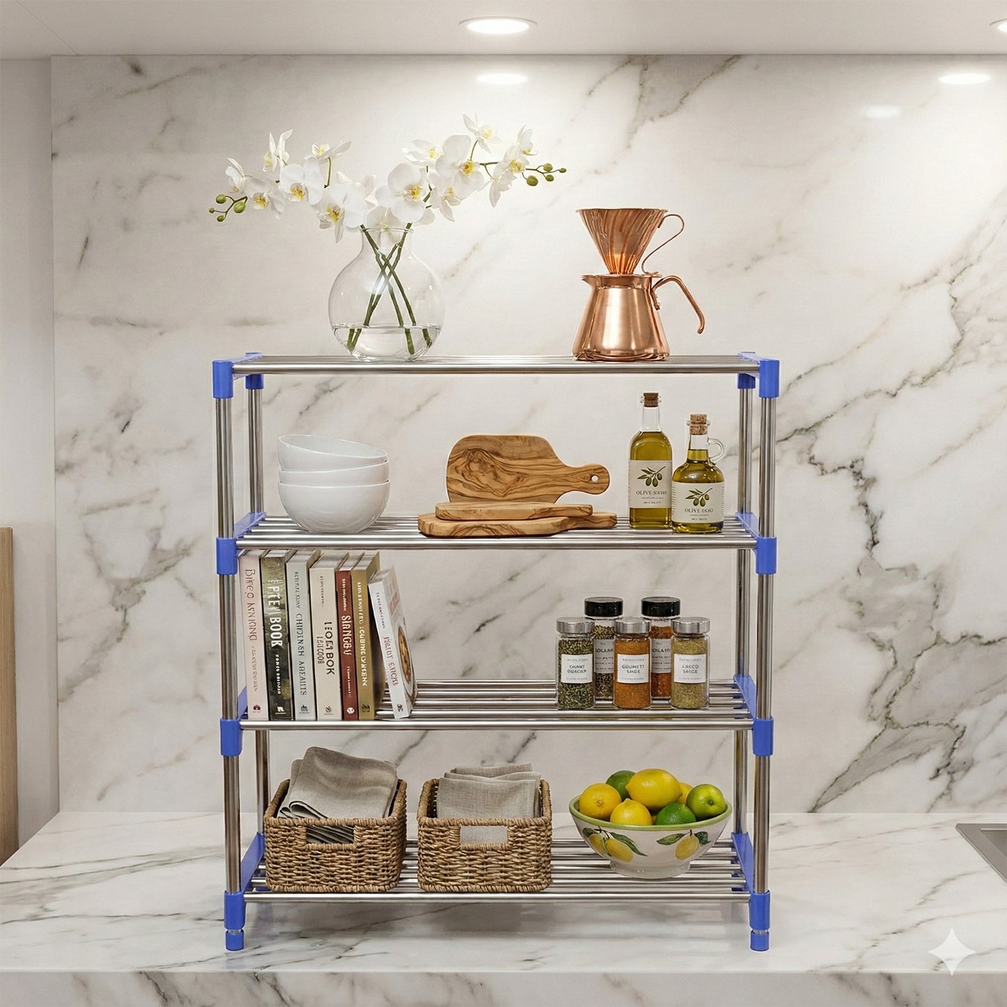 Wukusy 4-layer shoe rack organizer with multiple shelves for home storage and organization.