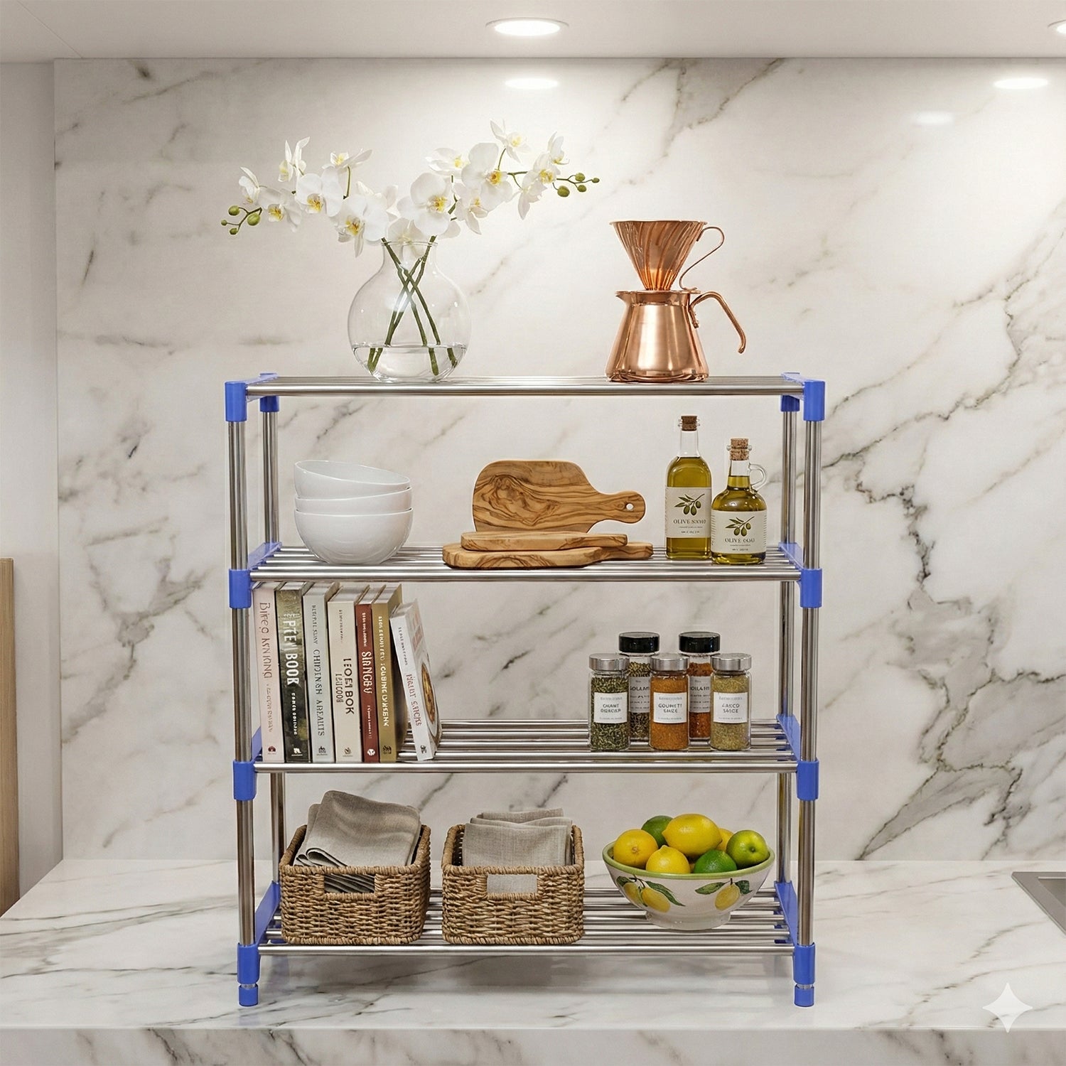 Wukusy 4-layer shoe rack organizer with multiple shelves for home storage and organization.