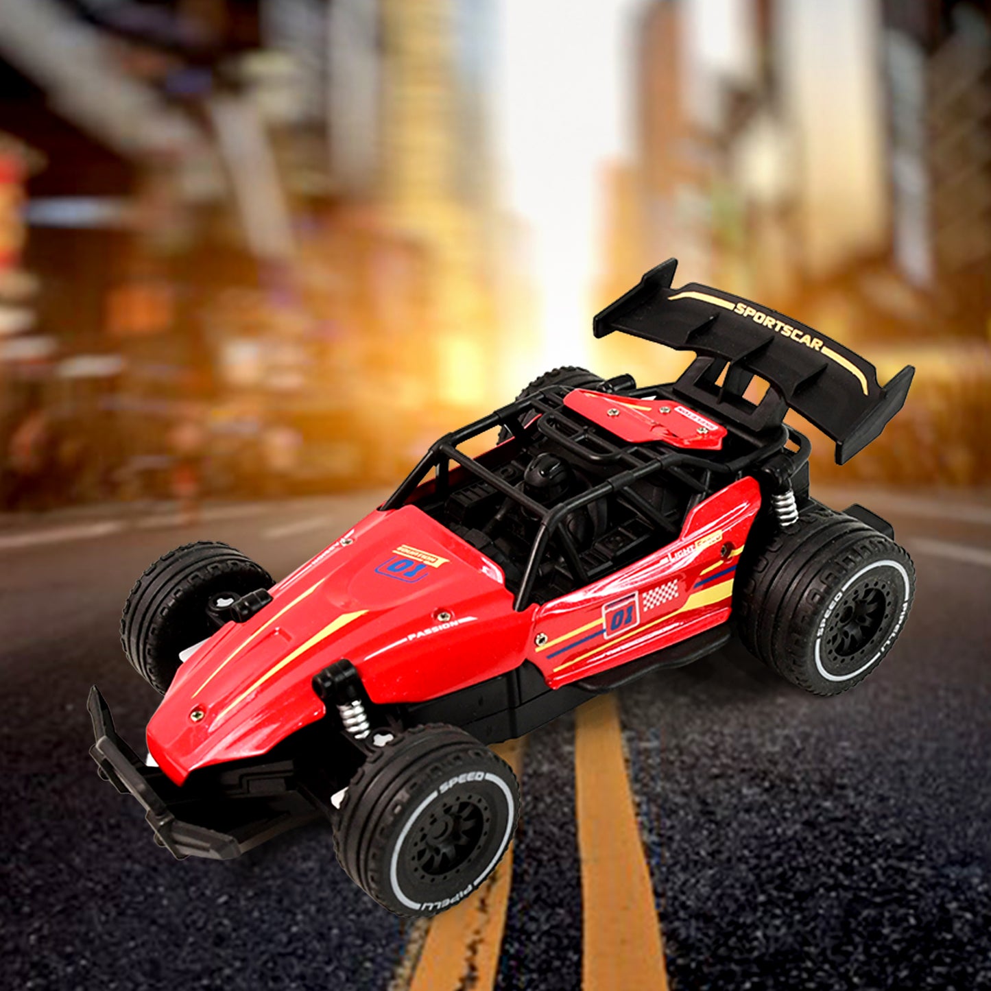 Wukusy high-speed remote control racing car set with sleek design, ready for fast racing on smooth surfaces.