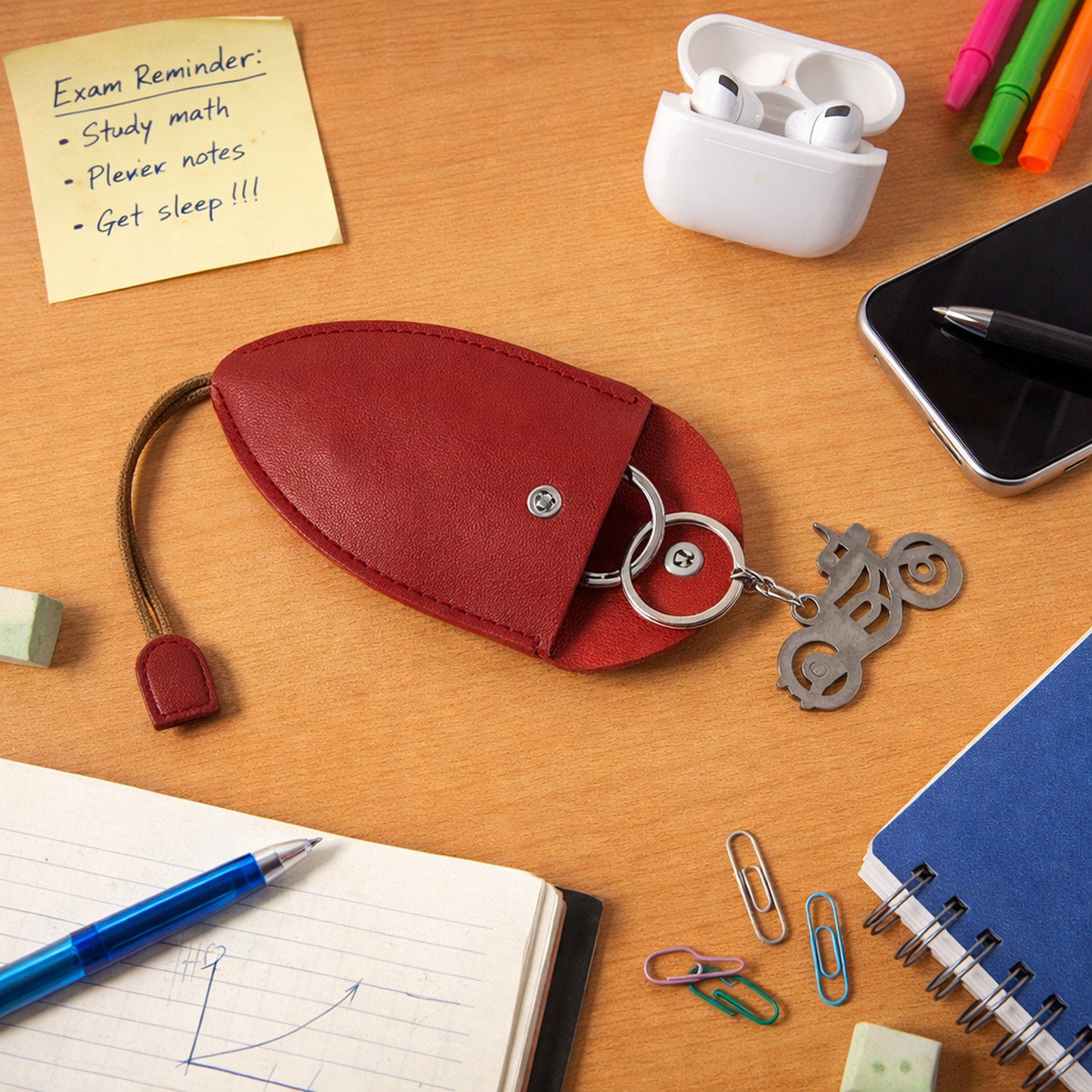 Wukusy stylish compact keyholder pouch in black with multiple keyring slots and a secure zipper closure.