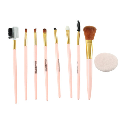 Wukusy 9-in-1 professional makeup brush set with various brushes for foundation, eyeshadow, blush, and contouring.