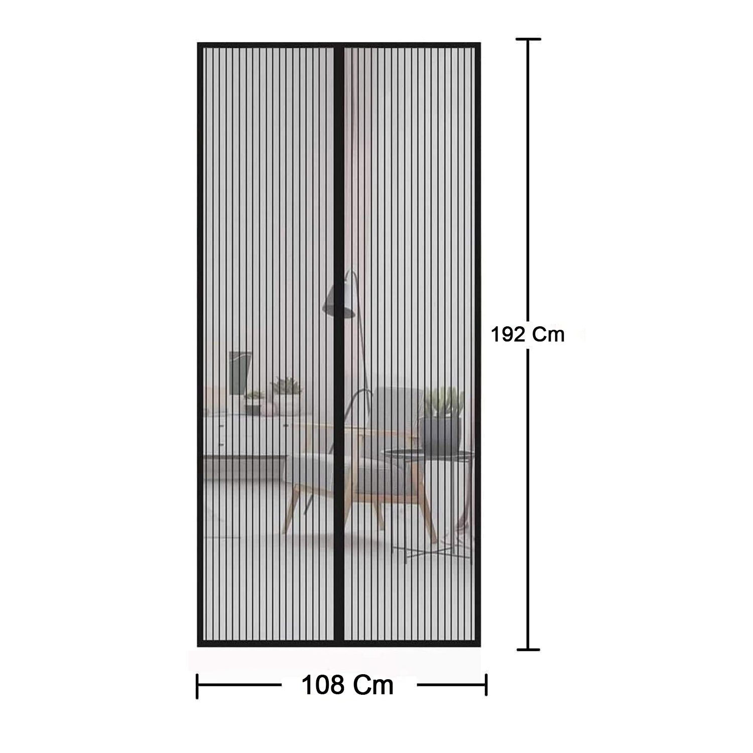 Wukusy Magic Mesh hands-free screen door with mesh curtain for easy, instant opening and closing, ideal for pest protection and ventilation.