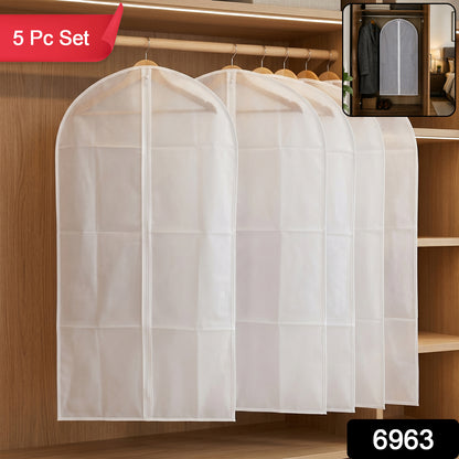 Set of five Wukusy foldable non-woven suit covers for protecting coats and clothing during storage or travel.