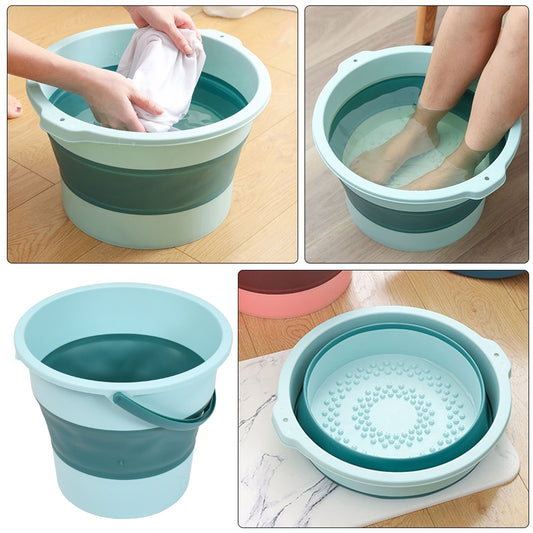 Foldable Wukusy water bucket with handle, high capacity, space-saving design, suitable for laundry and bathroom storage.