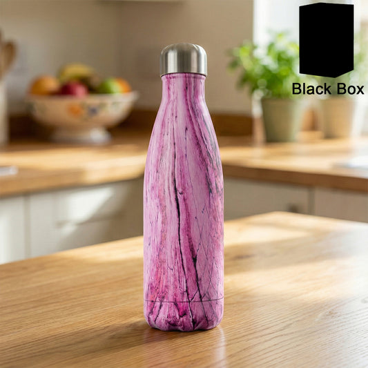 Wukusy premium insulated stainless steel water bottle, 1 liter, with a sleek silver finish and secure lid for hot and cold drinks.
