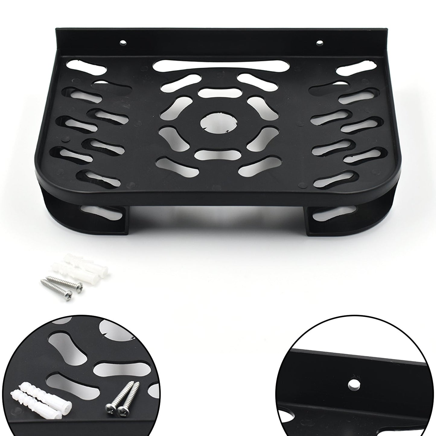 Wukusy TV setup box stand holding various technical devices, designed for organizing and supporting setup boxes.