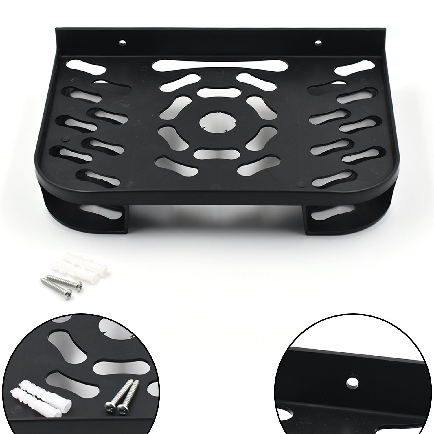 Wukusy TV setup box stand holding various technical devices, designed for organizing and supporting setup boxes.