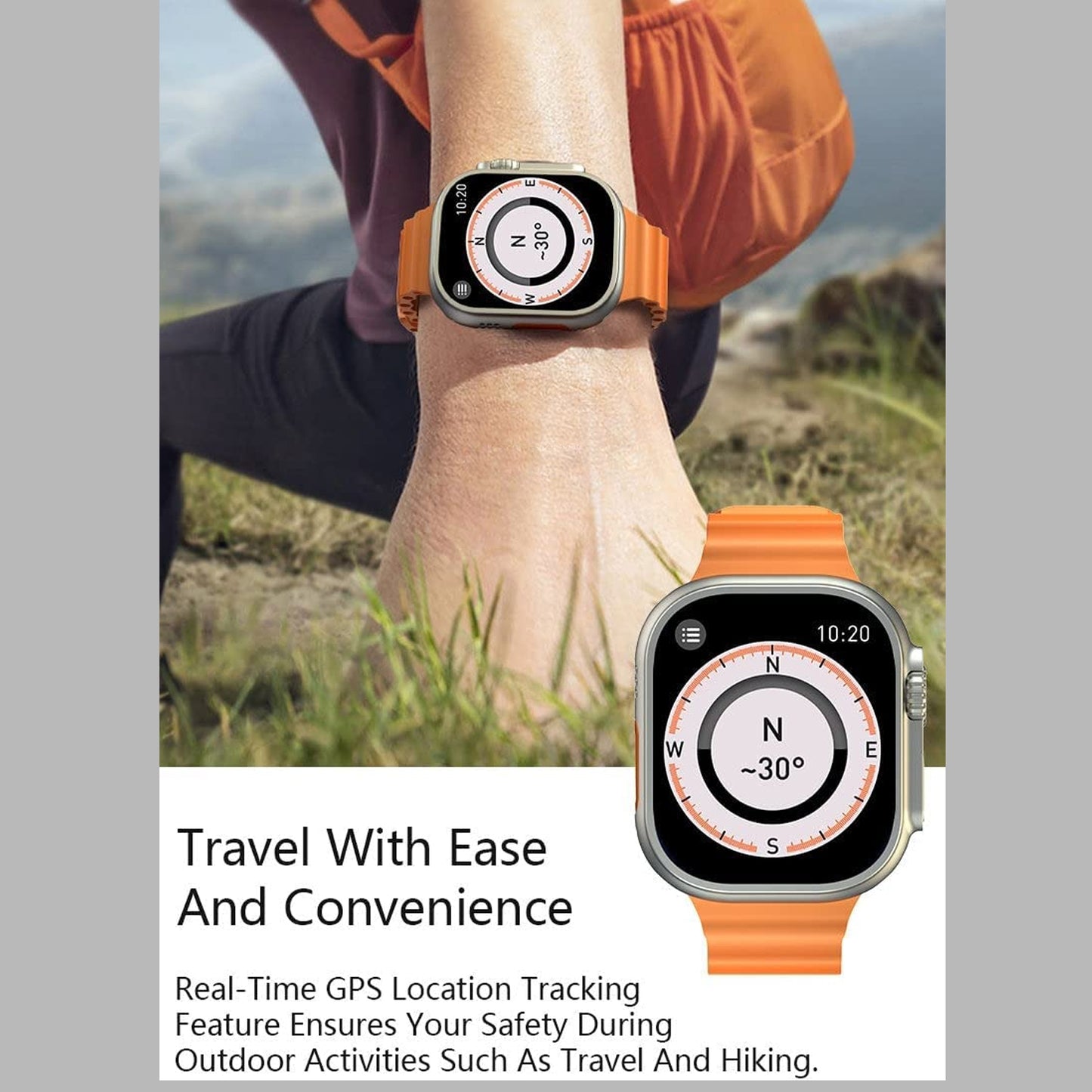 Wukusy Ultra Series T800 smart watch with large 49mm screen, fitness bracelet, Bluetooth call, wireless charging, for men and women