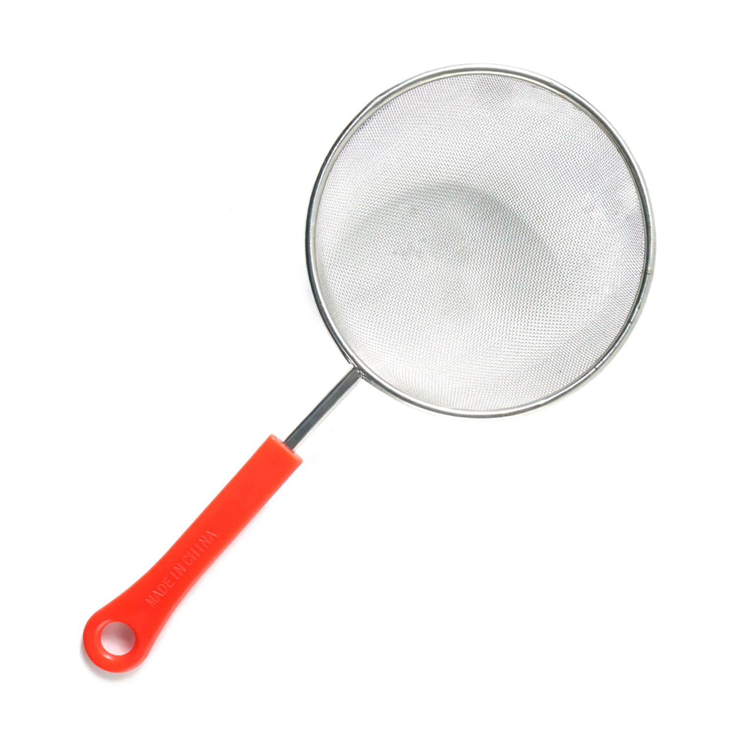 Wukusy B-grade large mesh kitchen strainer with strong handle grip, ideal for cooking and draining food in the kitchen.