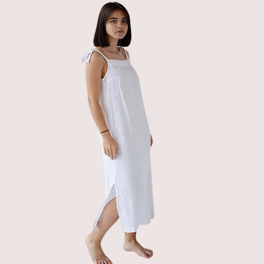 Snazzyway Douceur Pure White organic cotton sleepwear set with a soft, comfortable nightwear design for restful sleep.