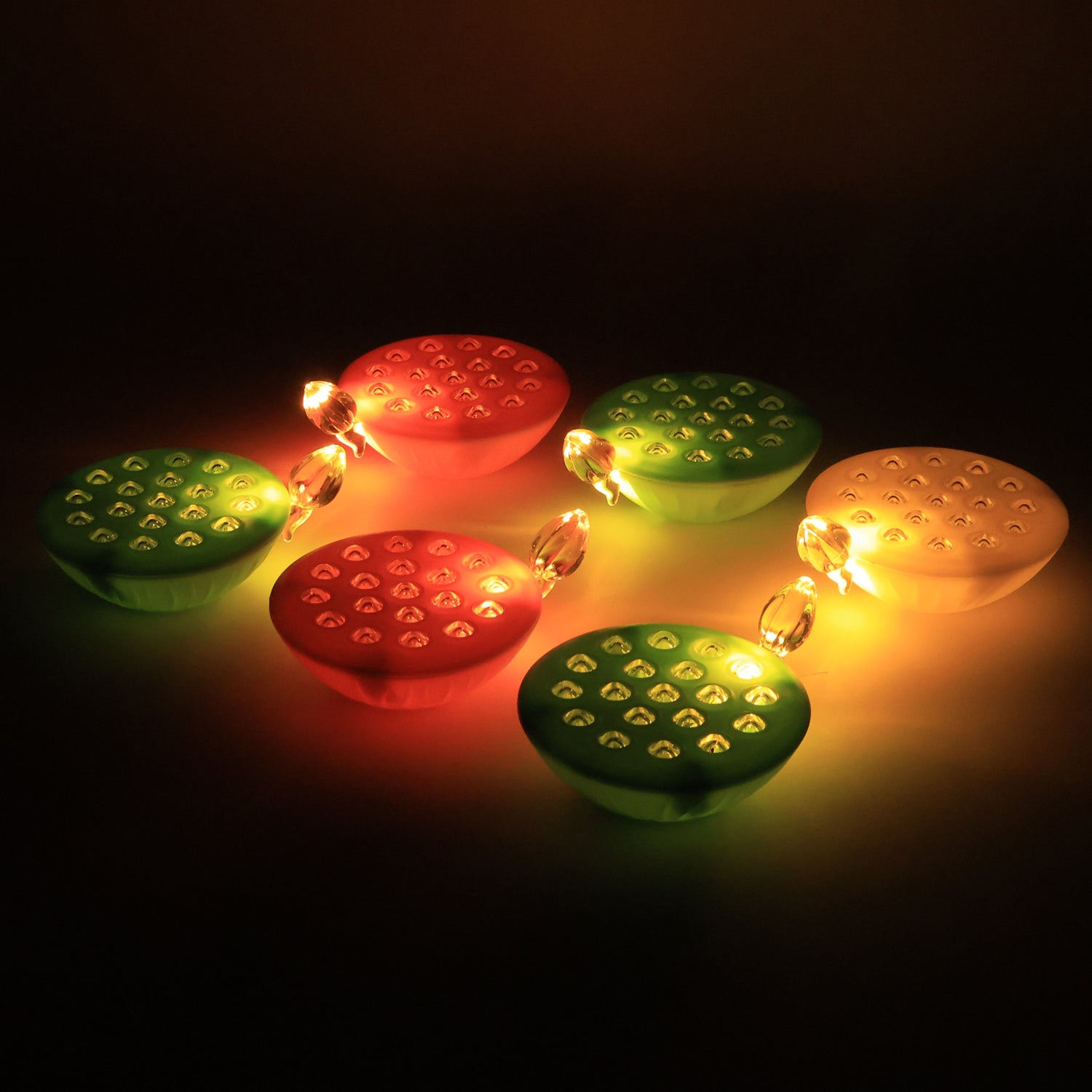 Set of 6 Wukusy Lotus Canopy LED decorative lamps for home decor, featuring floral-inspired design and warm lighting.