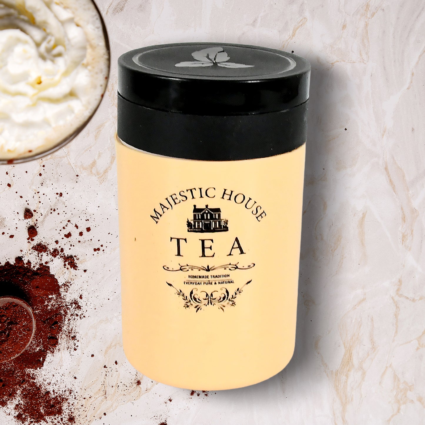 Wukusy Damru-shaped plastic tea and coffee canisters with airtight seal, 800ml capacity, perfect for sugar, salt, and dry food storage.