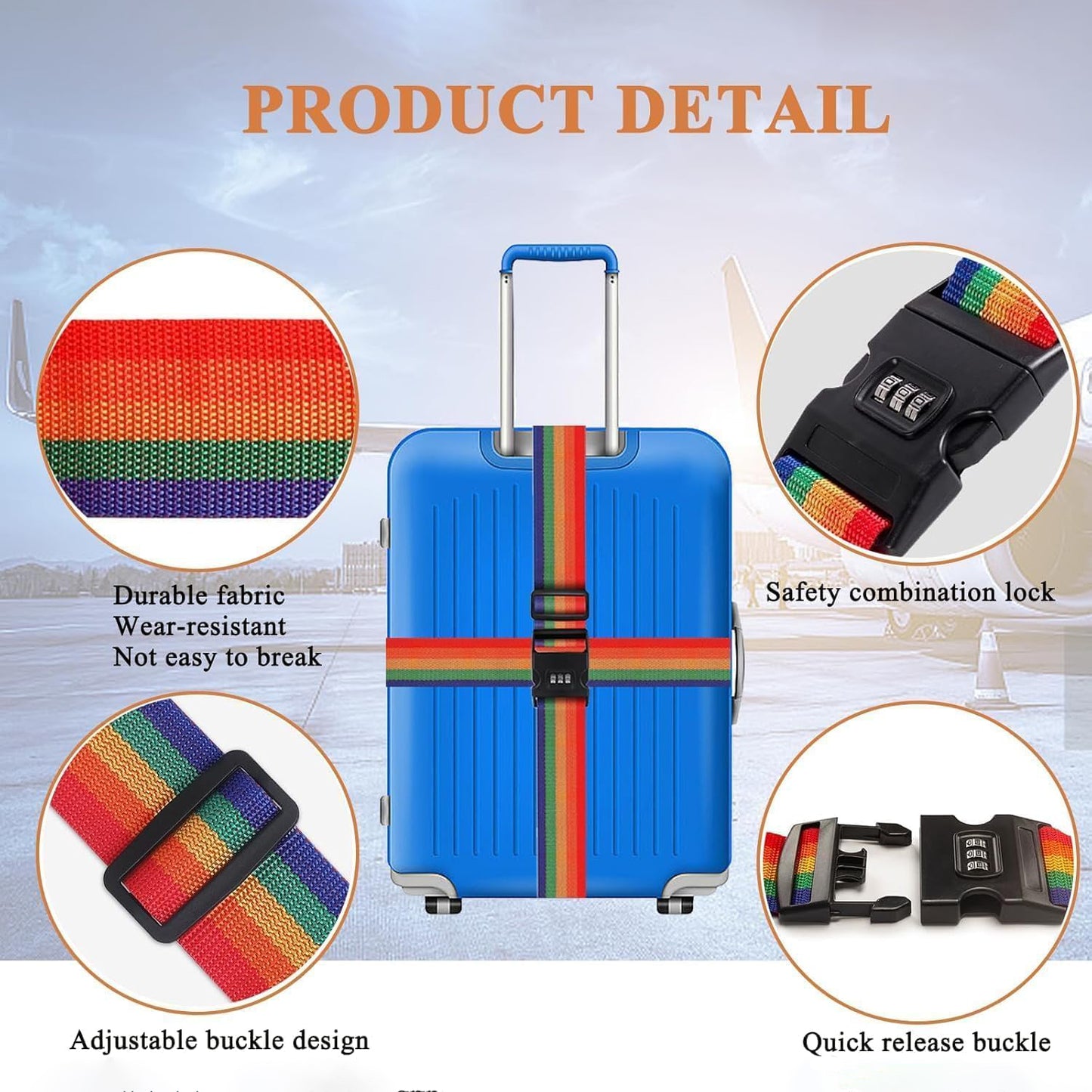 Wukusy heavy-duty rainbow webbing with 3-digit code lock for home improvement, shown coiled and ready for use